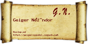 Geiger Nándor névjegykártya